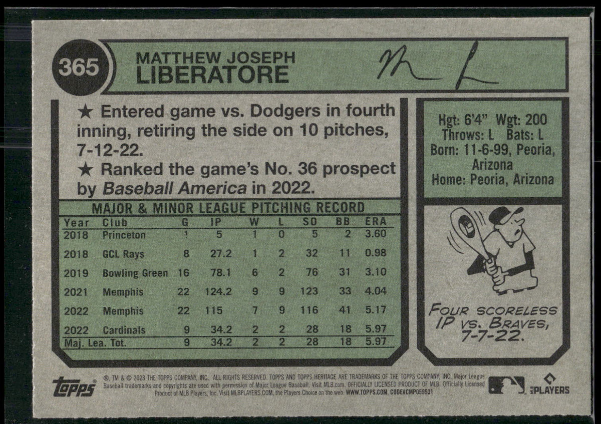 2023 Topps Heritage #365 Matthew Liberatore