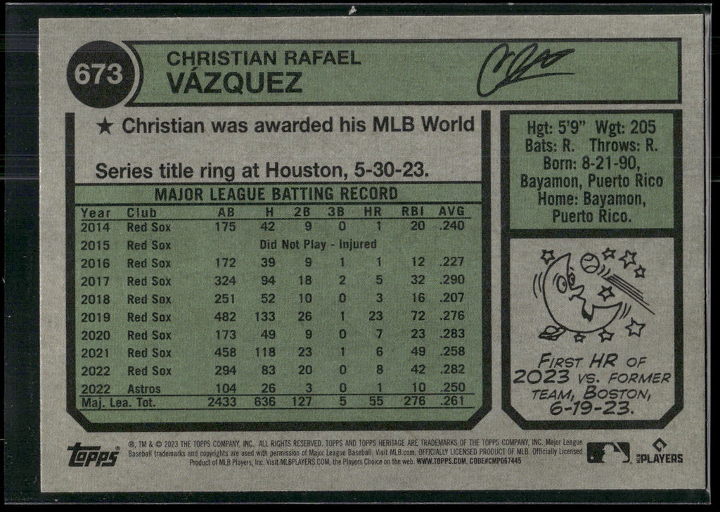 2023 Topps Heritage #673 Christian Vazquez
