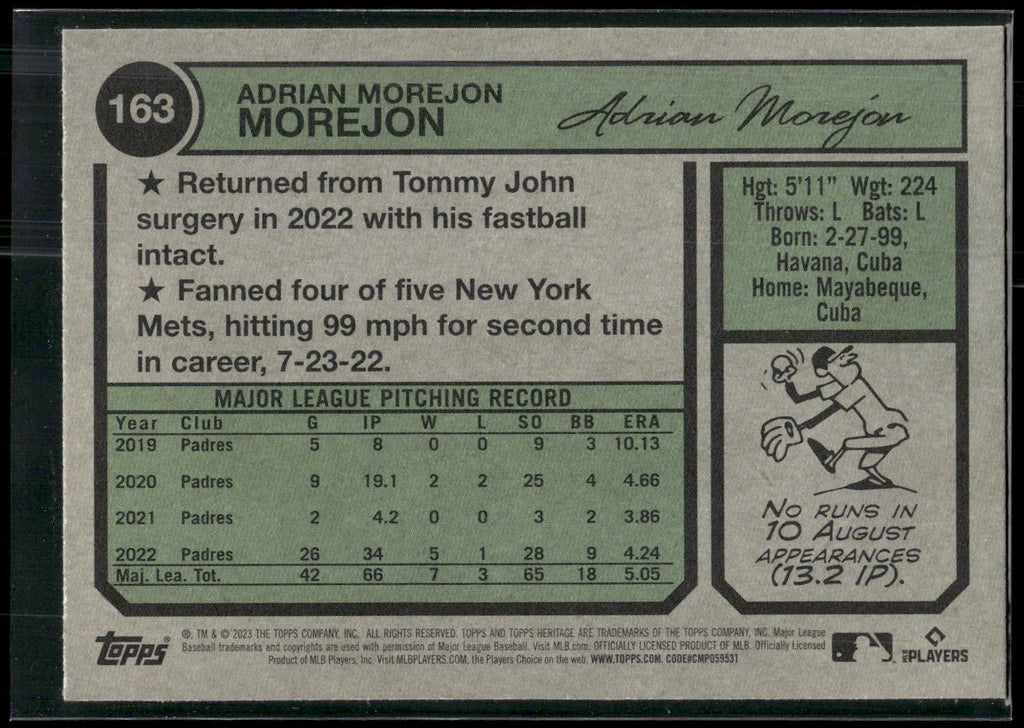 2023 Topps Heritage #163 Adrian Morejon