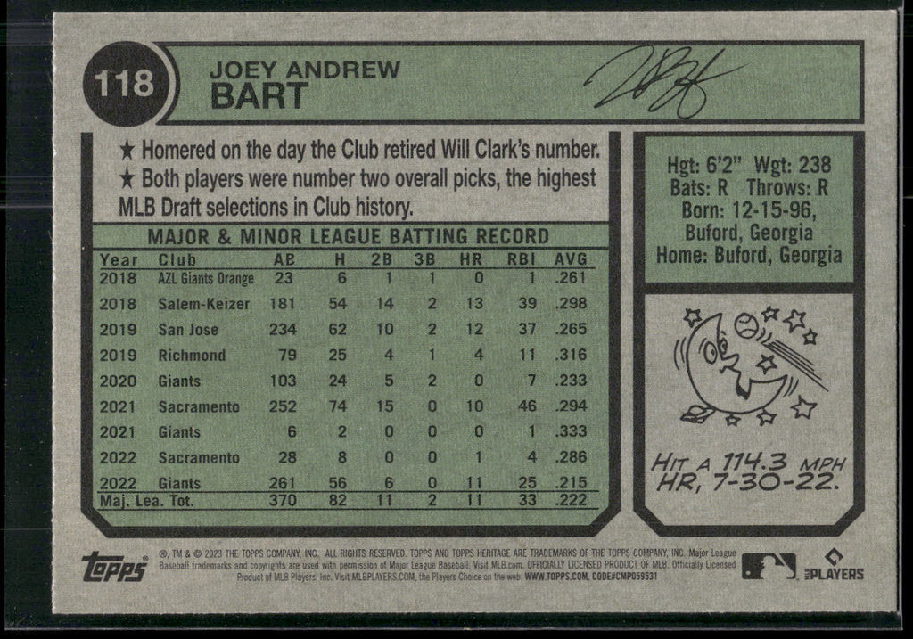 2023 Topps Heritage #118 Joey Bart