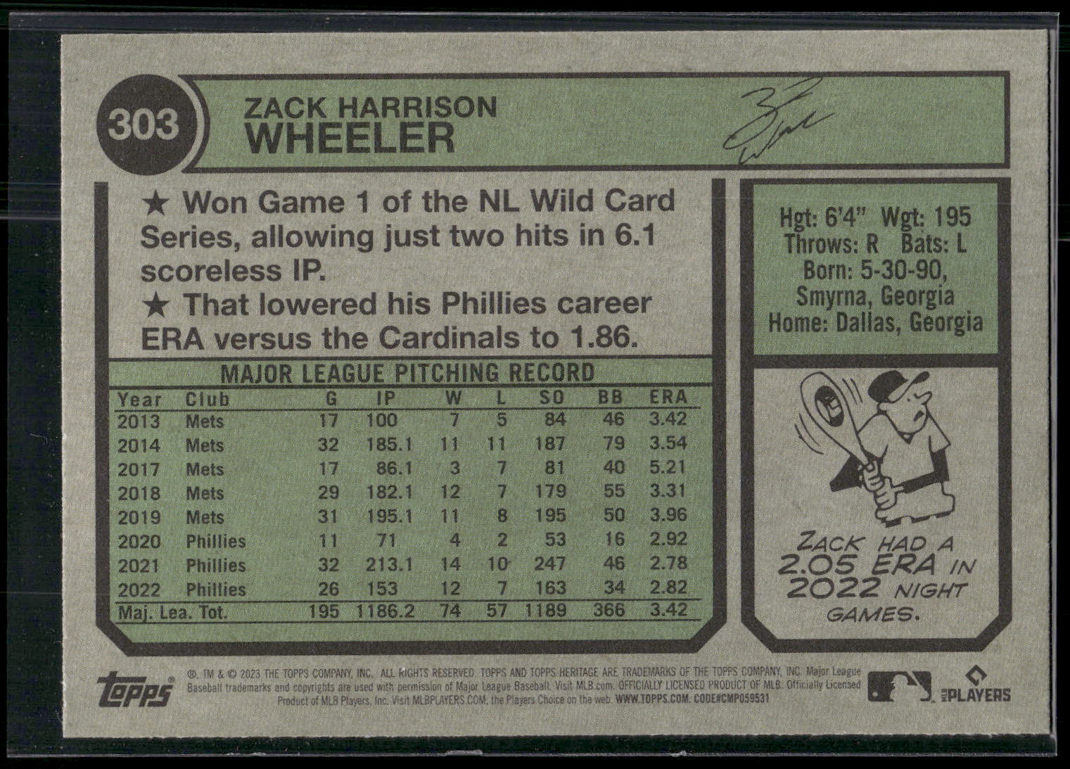 2023 Topps Heritage #303 Zack Wheeler