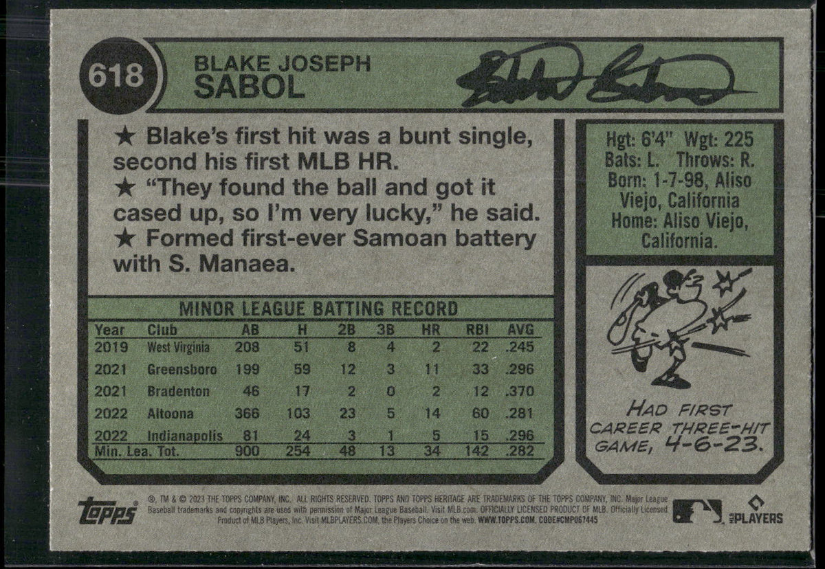 2023 Topps Heritage #618 Blake Sabol