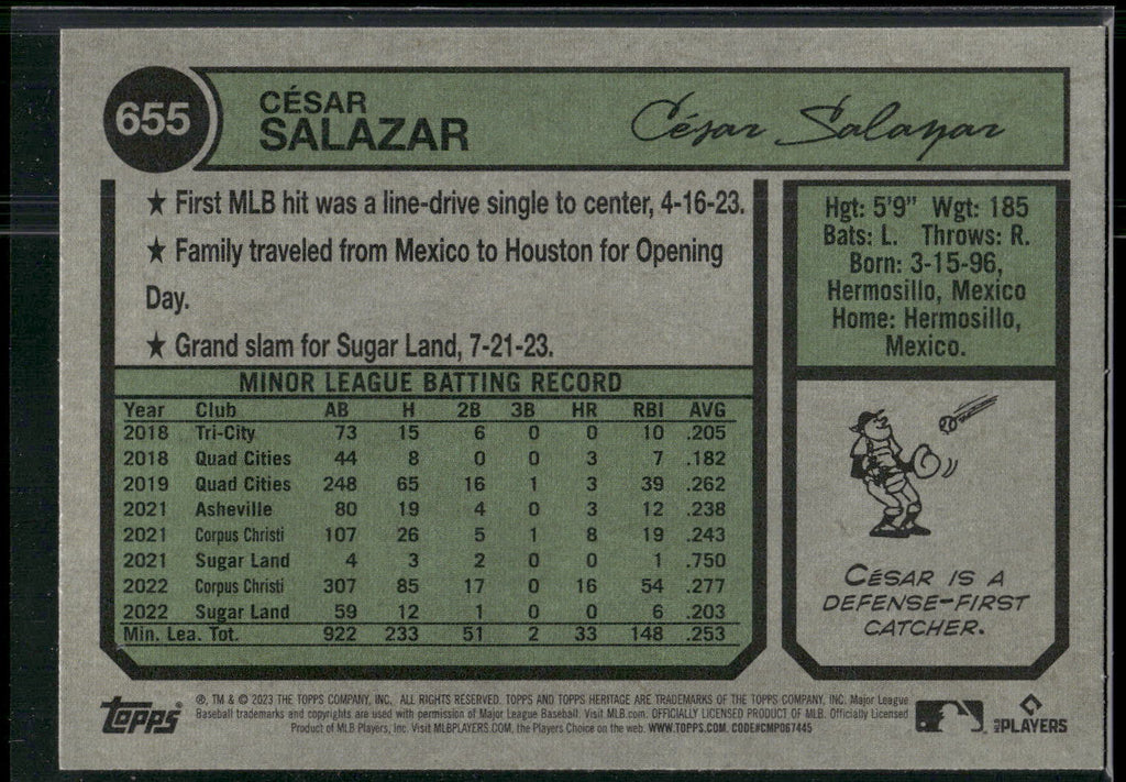 2023 Topps Heritage #655 Cesar Salazar