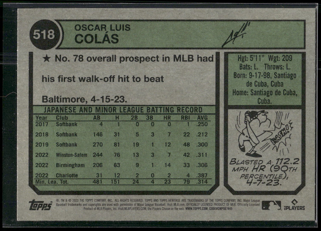 2023 Topps Heritage #518 Oscar Colás