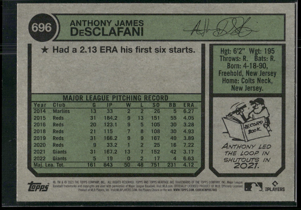 2023 Topps Heritage #696 Anthony DeSclafani