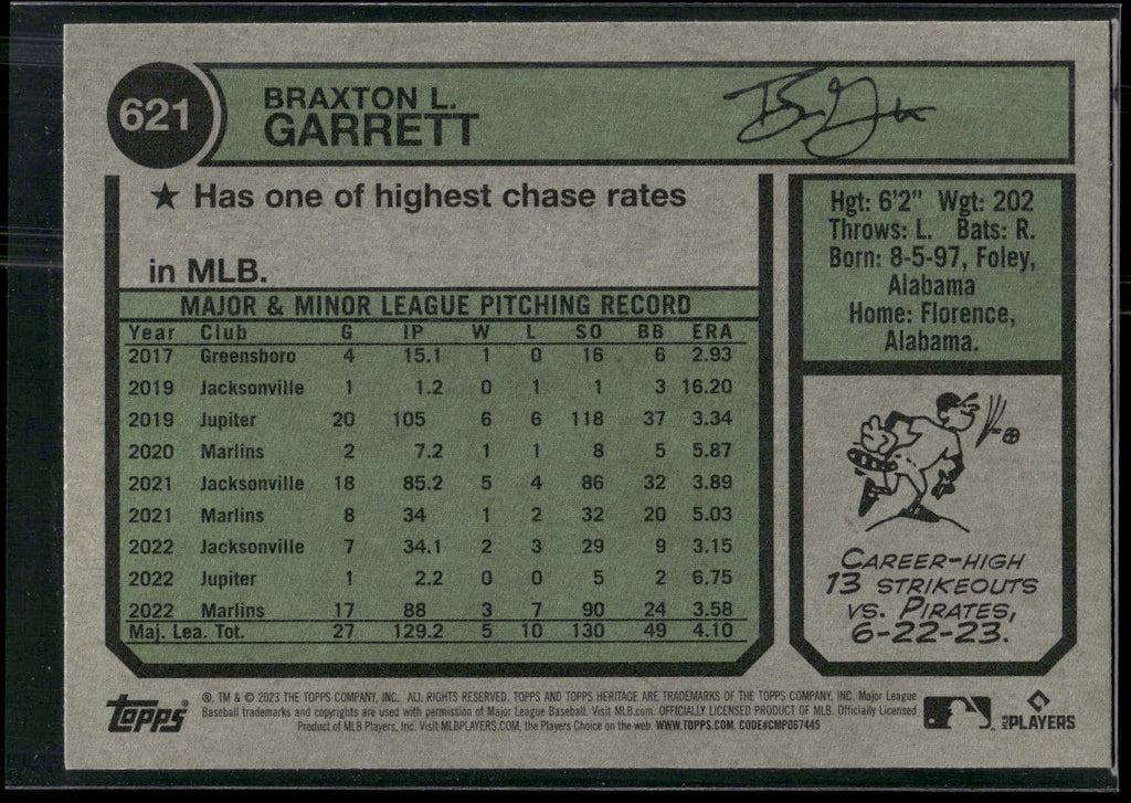 2023 Topps Heritage #621 Braxton Garrett