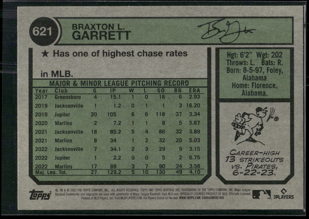 2023 Topps Heritage #621 Braxton Garrett