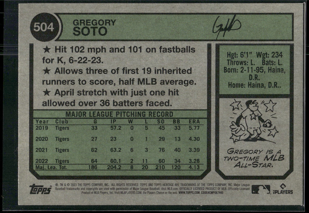 2023 Topps Heritage #504 Gregory Soto