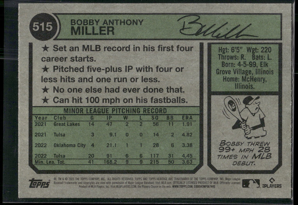 2023 Topps Heritage #515 Bobby Miller