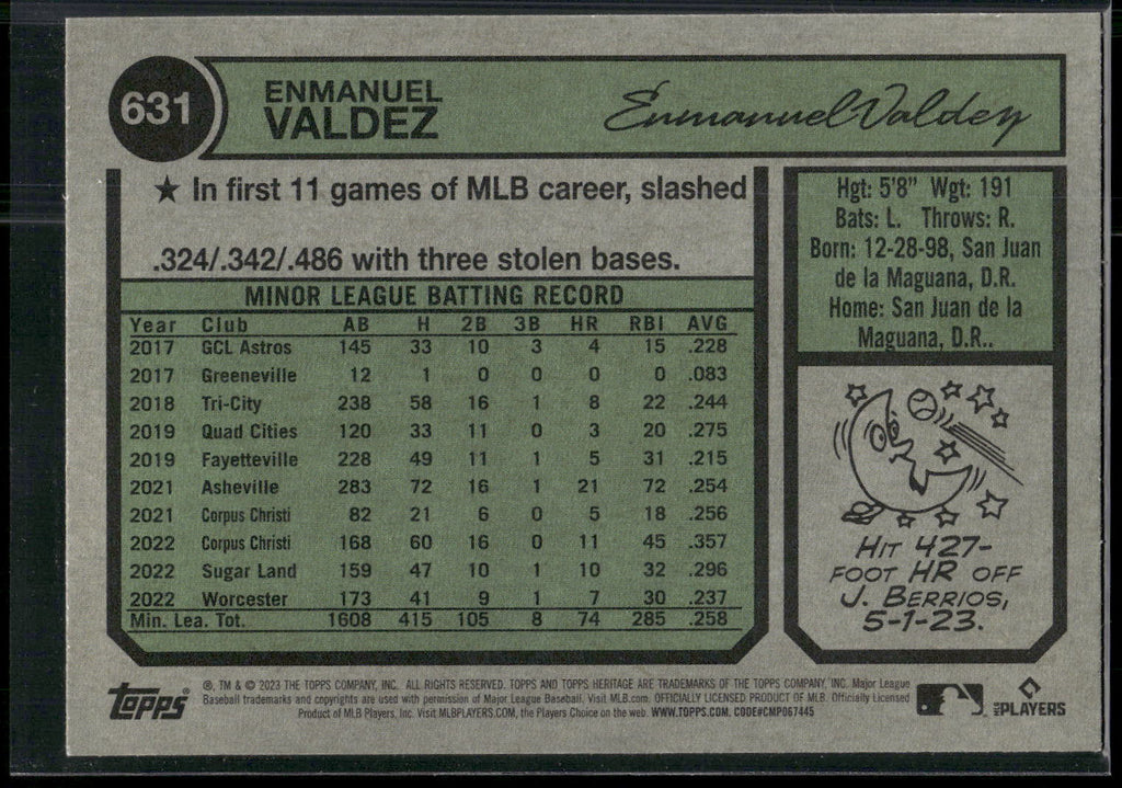 2023 Topps Heritage #631 Enmanuel Valdez