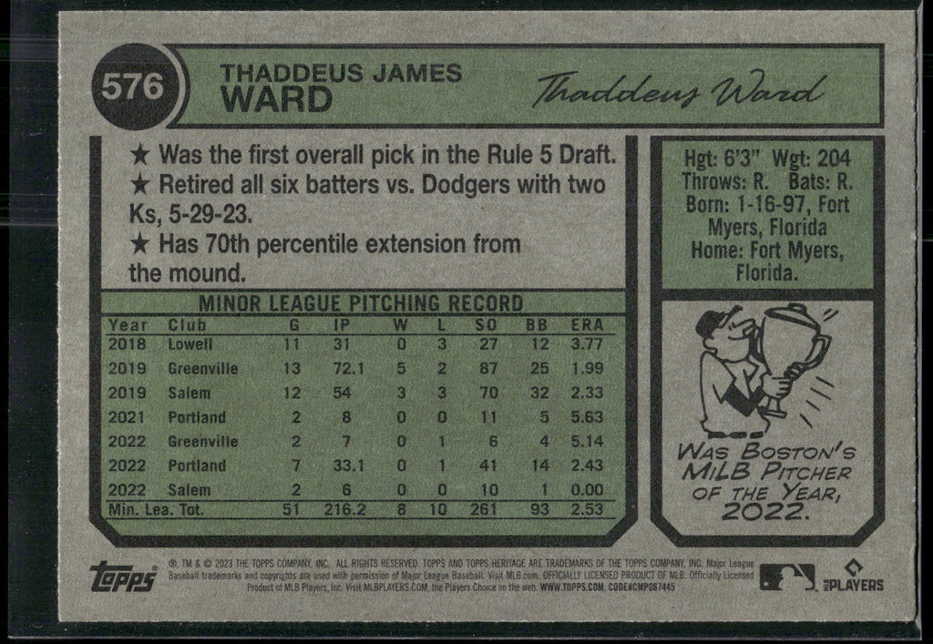 2023 Topps Heritage #576 Thaddeus Ward