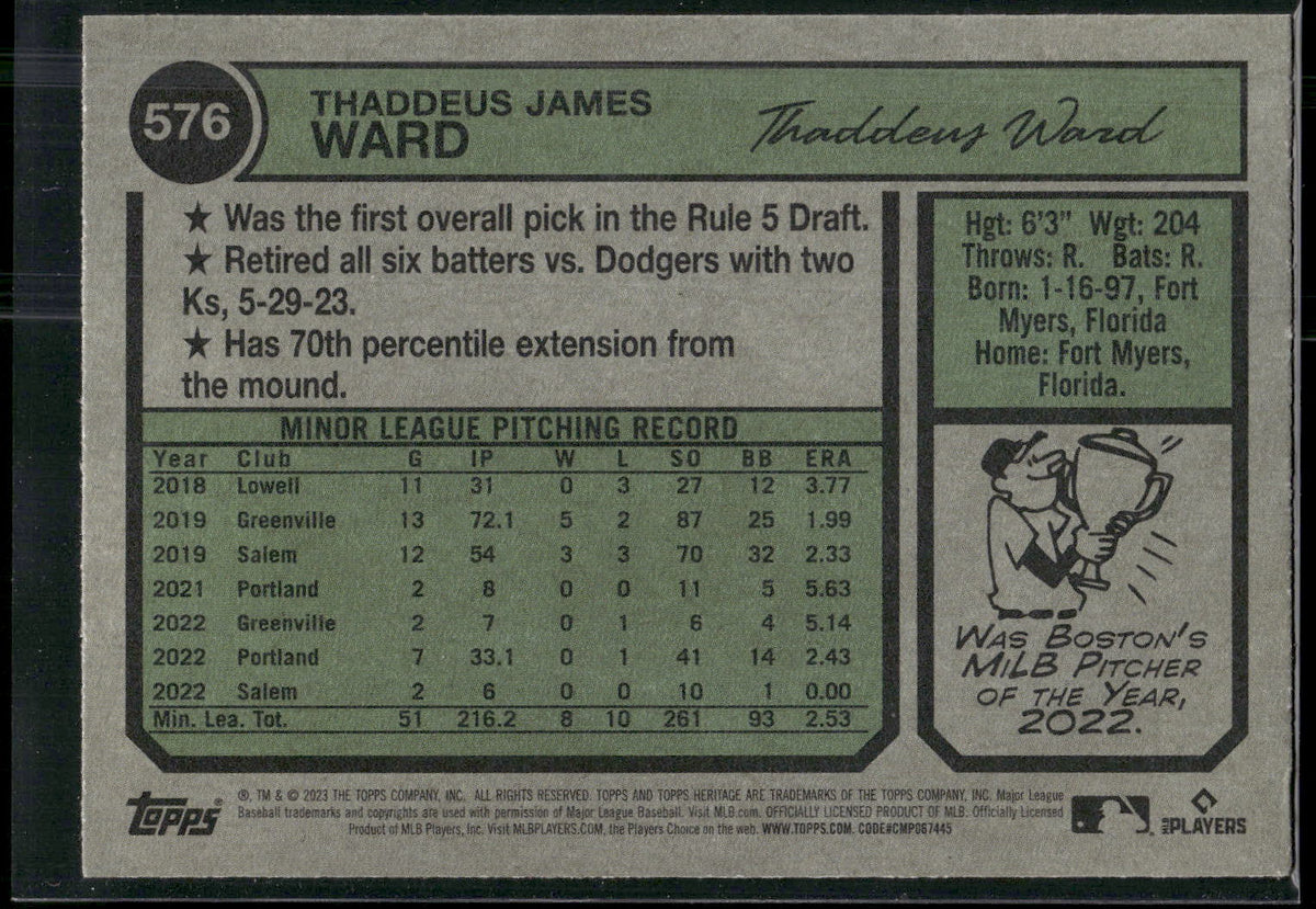 2023 Topps Heritage #576 Thaddeus Ward