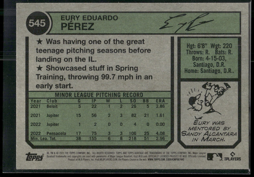 2023 Topps Heritage #545 Eury Pérez