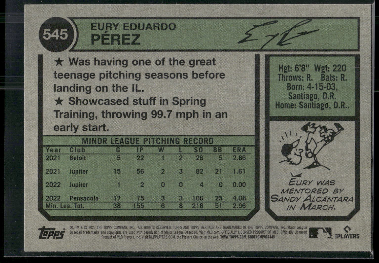 2023 Topps Heritage #545 Eury Pérez