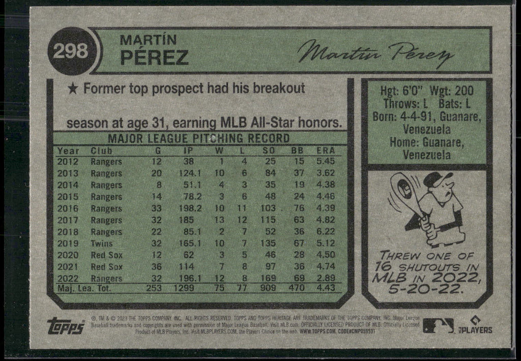 2023 Topps Heritage #298 Martín Pérez
