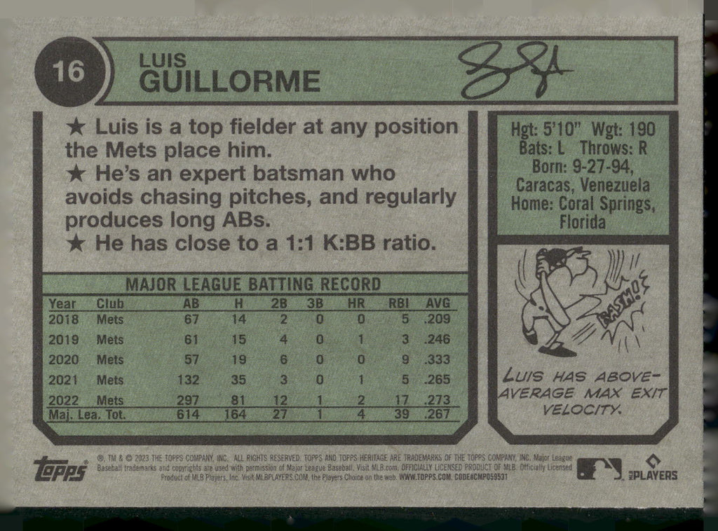 2023 Topps Heritage #16 Luis Guillorme