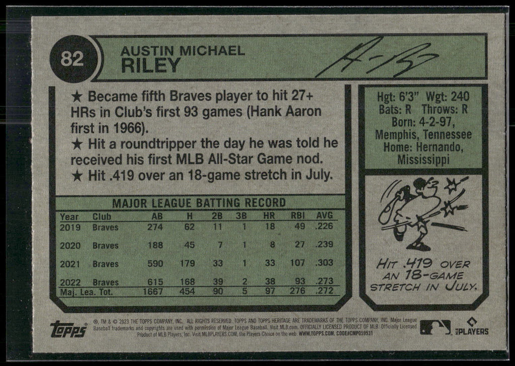 2023 Topps Heritage #82 Austin Riley