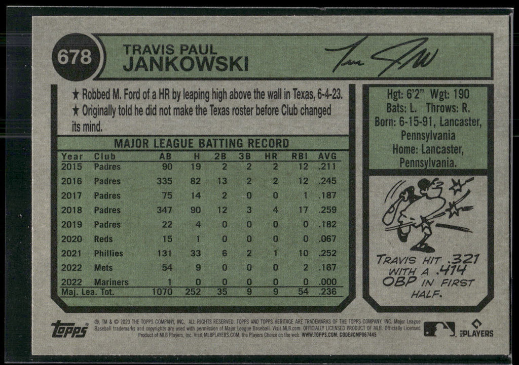 2023 Topps Heritage #678 Travis Jankowski