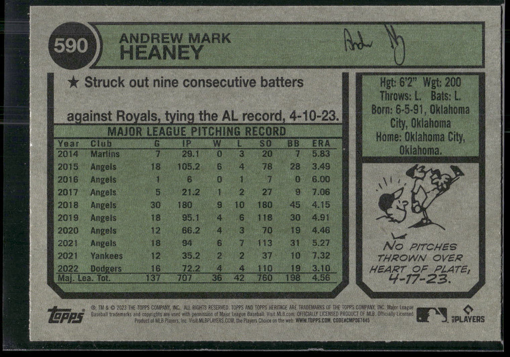 2023 Topps Heritage #590 Andrew Heaney