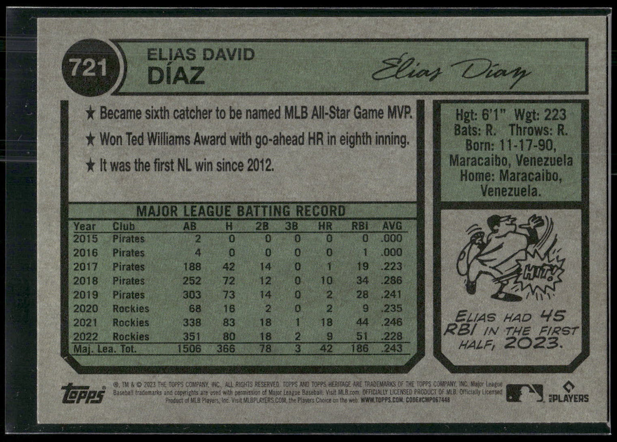 2023 Topps Heritage #721 Elias Díaz