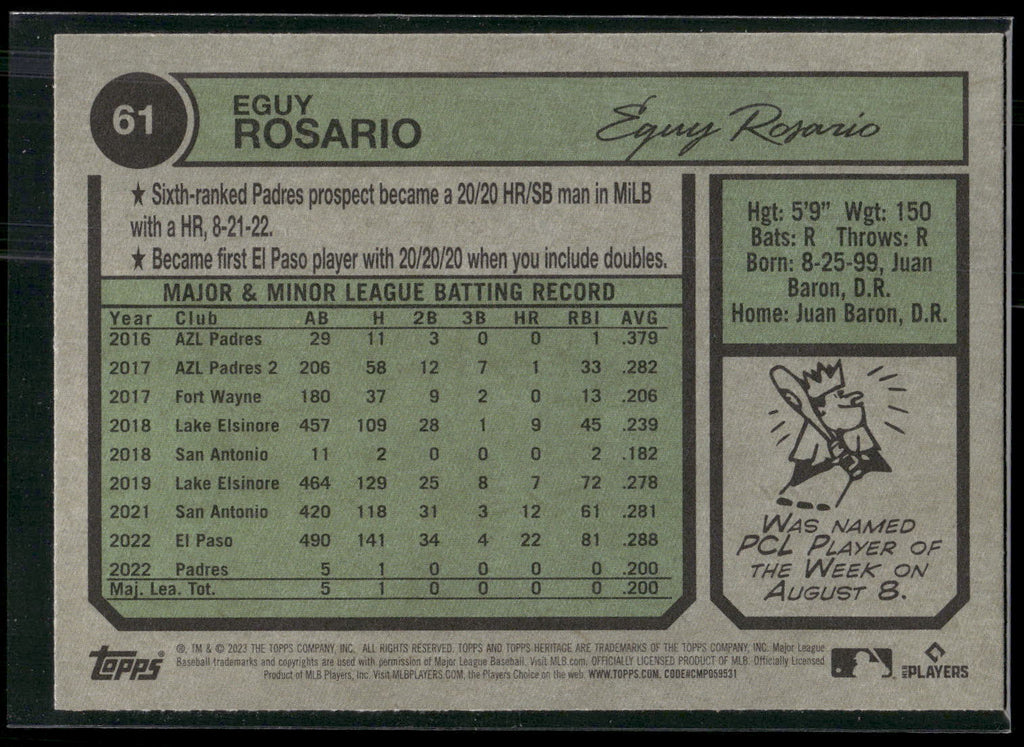 2023 Topps Heritage #61 Eguy Rosario