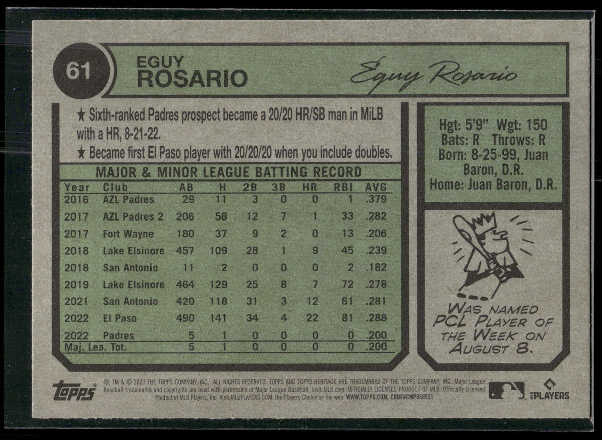 2023 Topps Heritage #61 Eguy Rosario