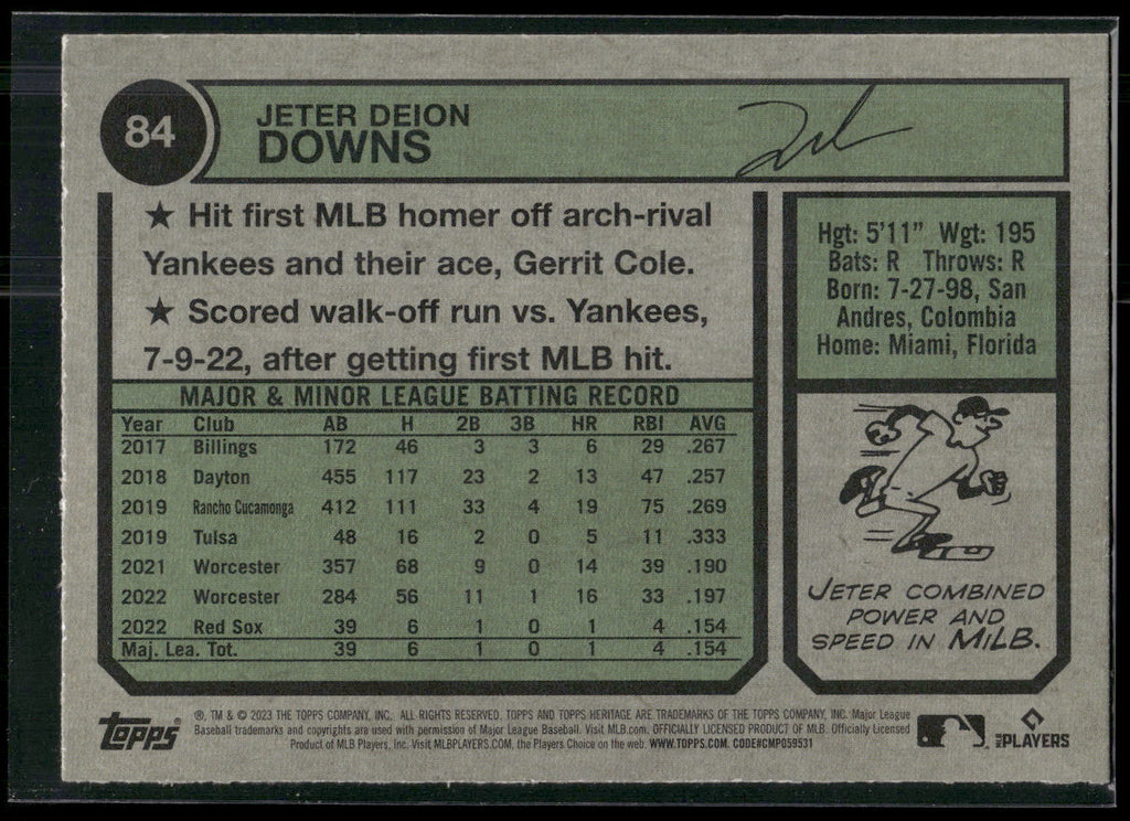 2023 Topps Heritage #84 Jeter Downs
