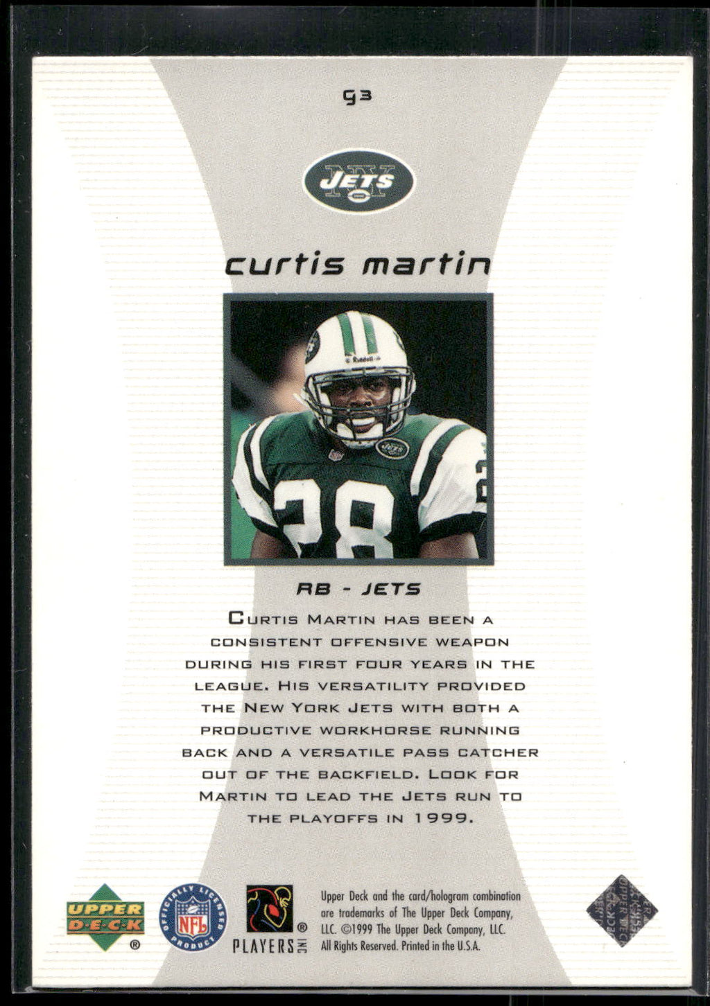 1999 Upper Deck Black Diamond #G3 Curtis Martin Diamond Gallery
