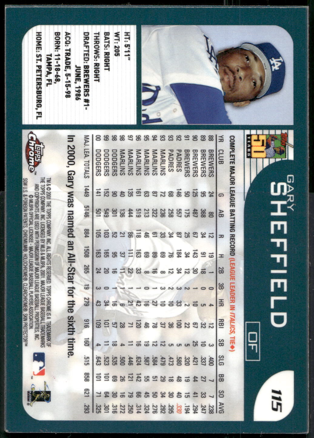 2001 Topps Chrome #128 Carlos Delgado