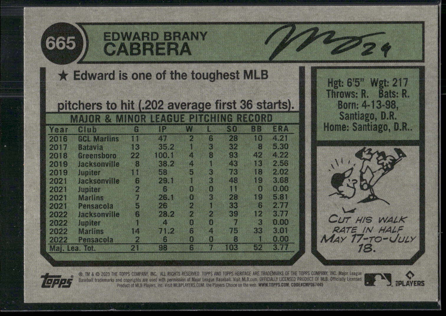 2023 Topps Heritage #665 Edward Cabrera