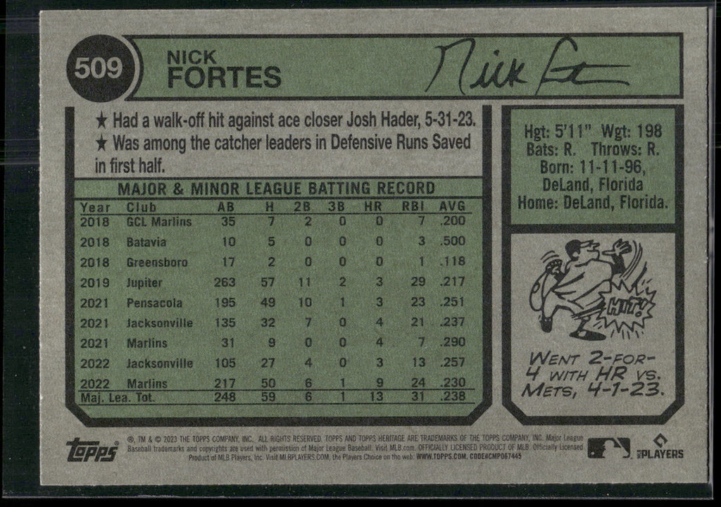 2023 Topps Heritage #509 Nick Fortes
