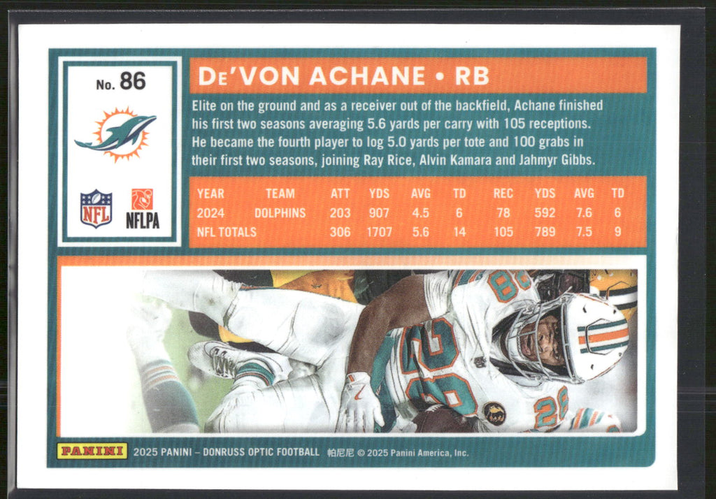 2025 Donruss Optic #86 De'Von Achane