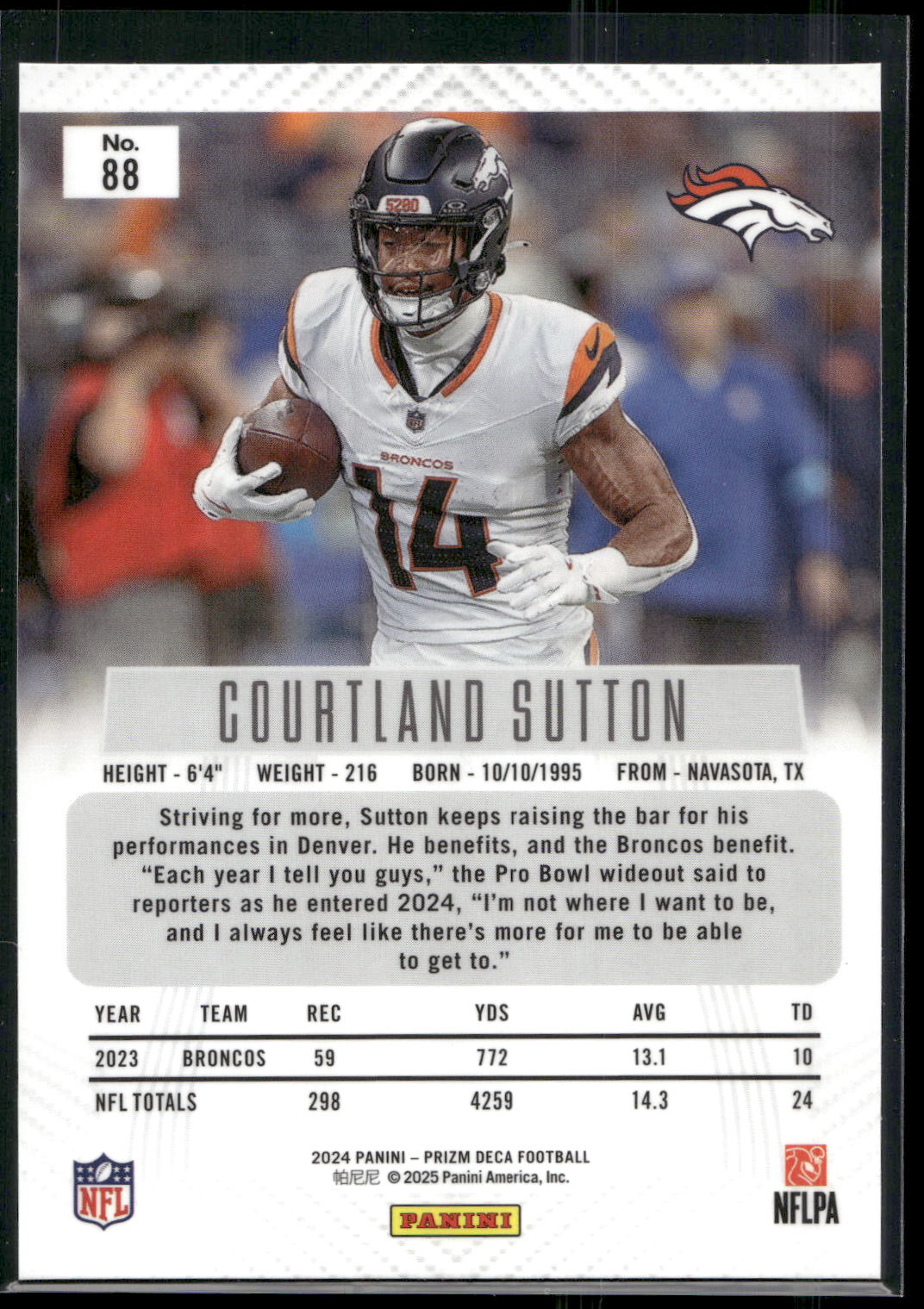 2024 Panini Prizm Deca #88 Courtland Sutton