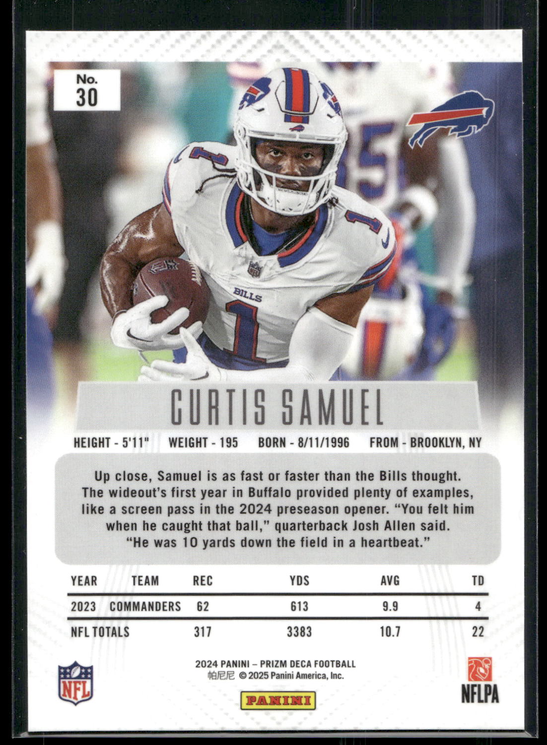 2024 Panini Prizm Deca #30 Curtis Samuel