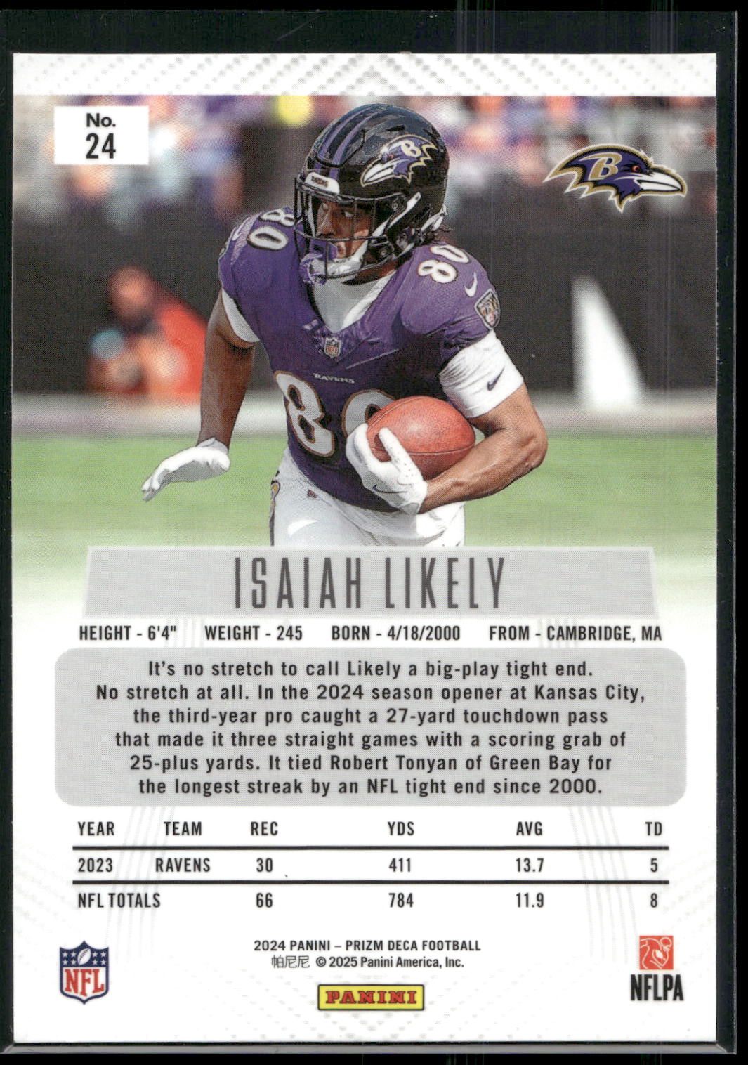2024 Panini Prizm Deca #24 Isaiah Likely