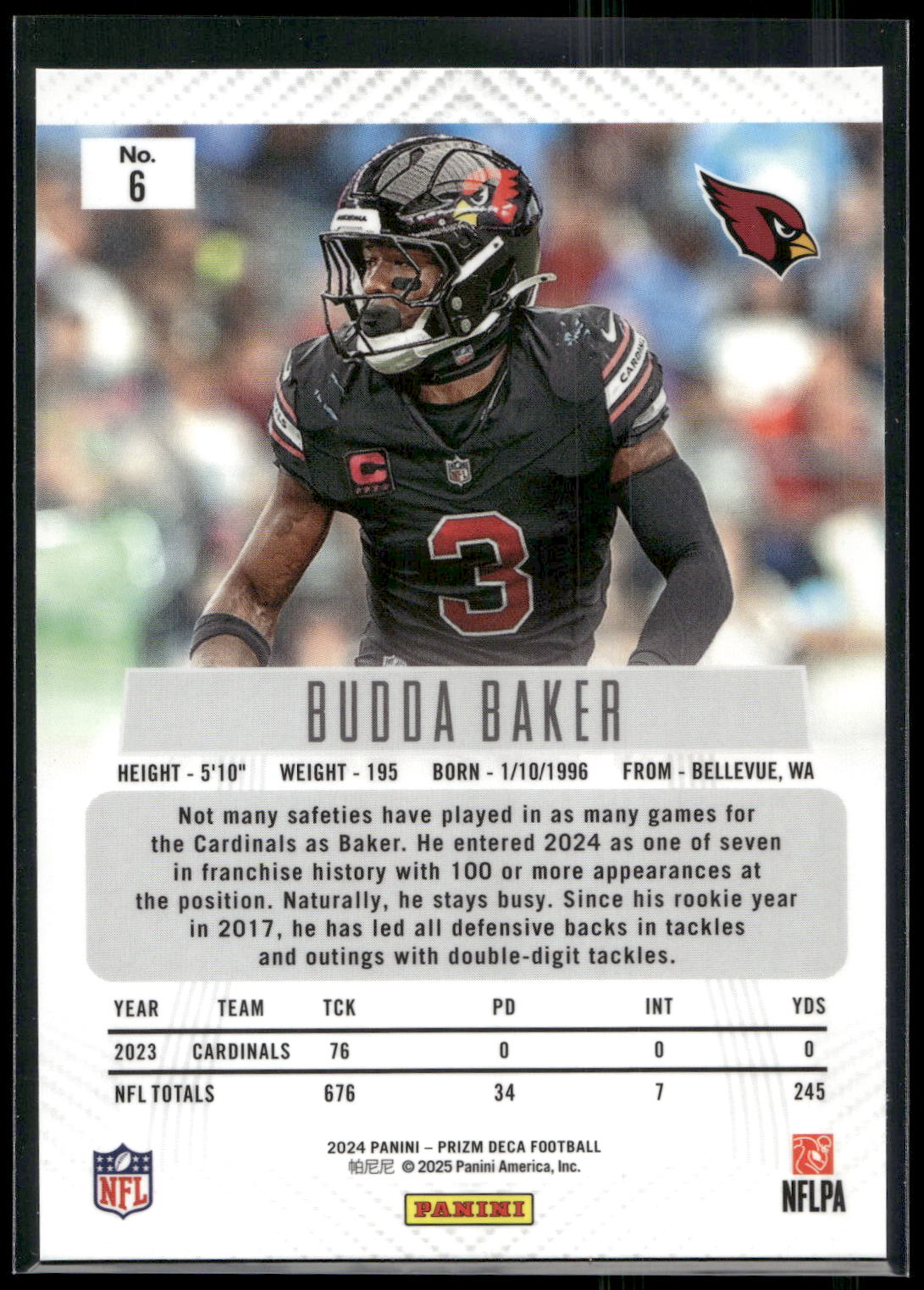 2024 Panini Prizm Deca #6 Budda Baker