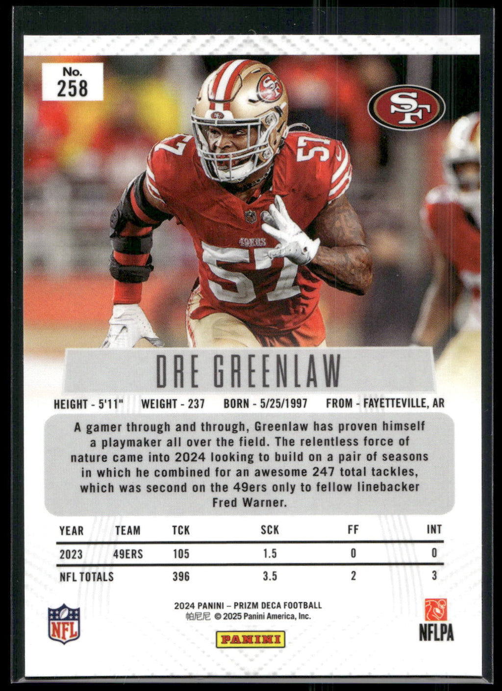 2024 Panini Prizm Deca #258 Dre Greenlaw