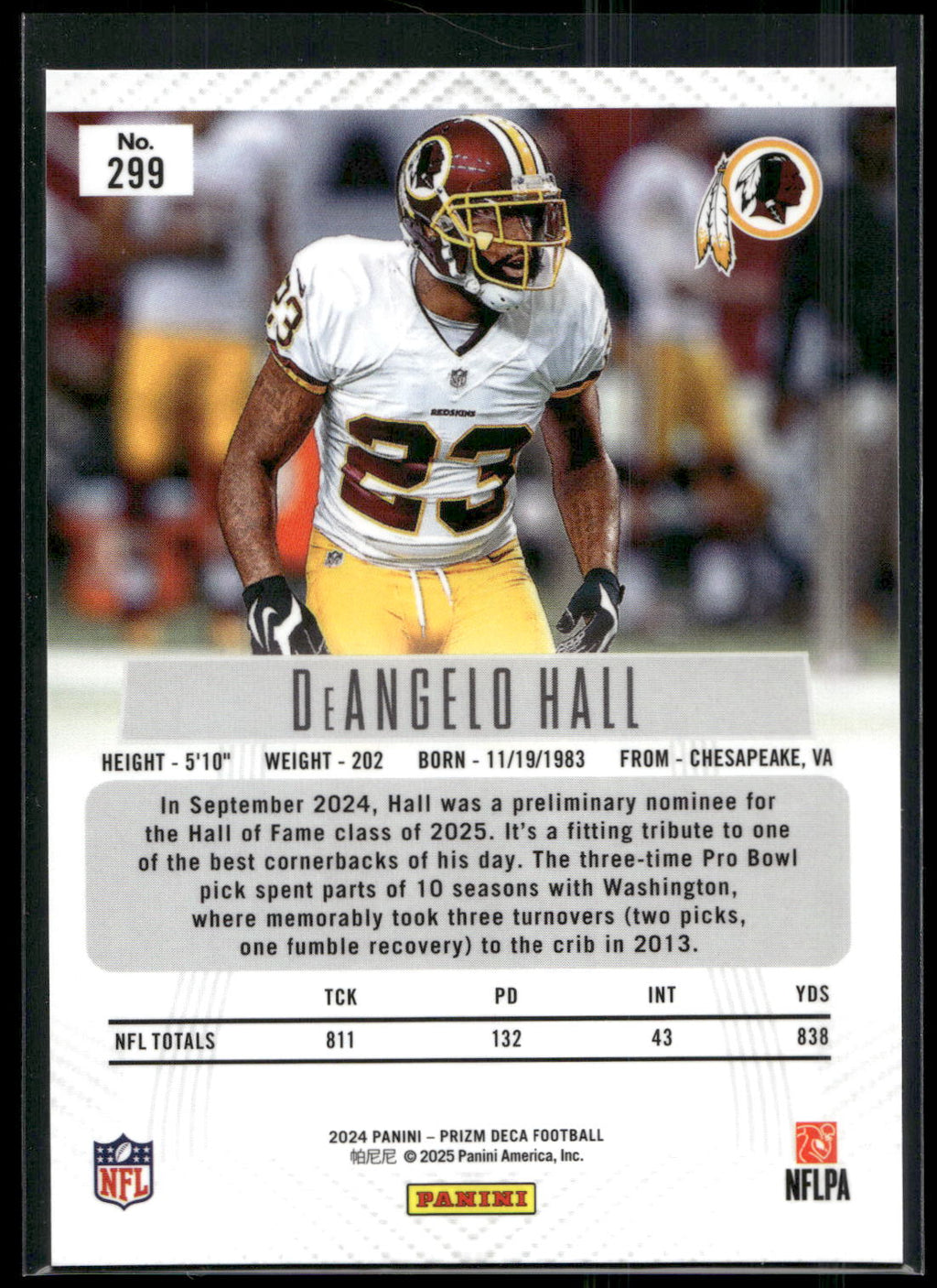 2024 Panini Prizm Deca #299 DeAngelo Hall