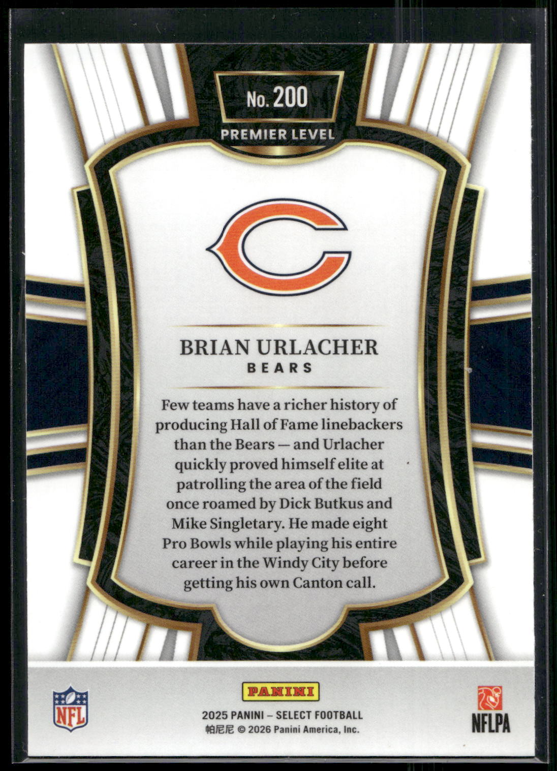 2025 Panini Select #200 Brian Urlacher
