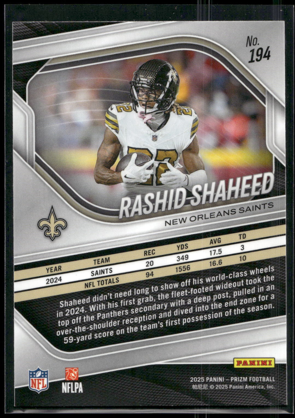 2025 Panini Prizm #194 Rashid Shaheed