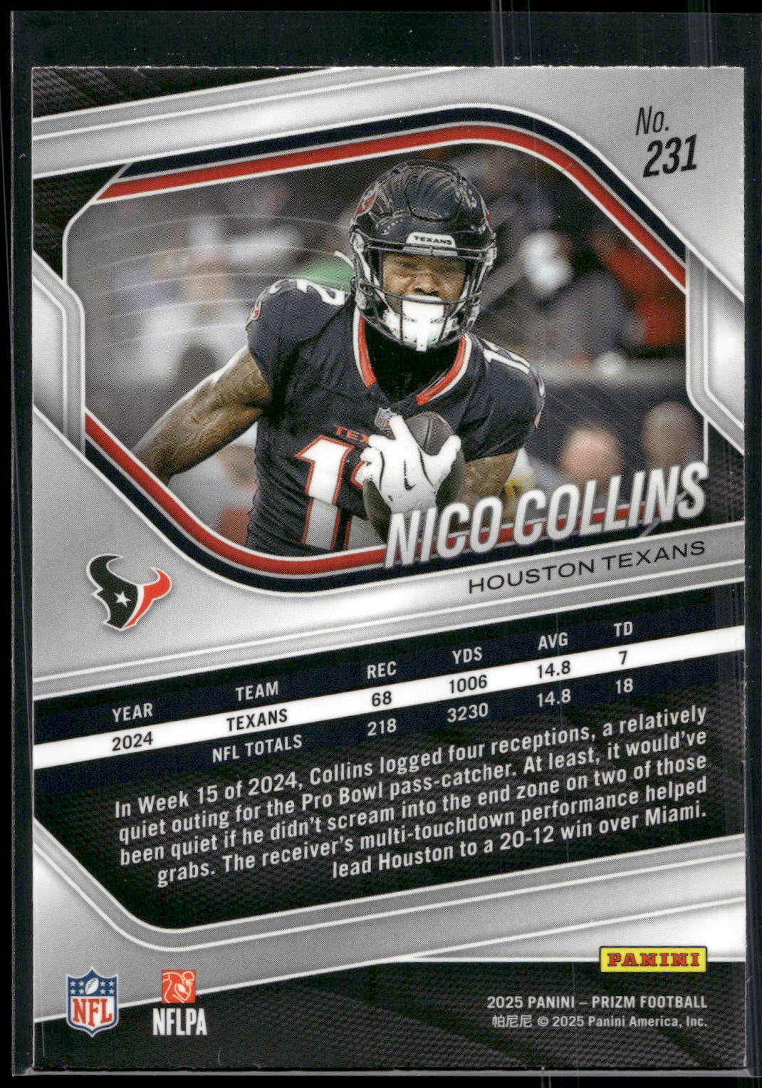 2025 Panini Prizm #231 Nico Collins