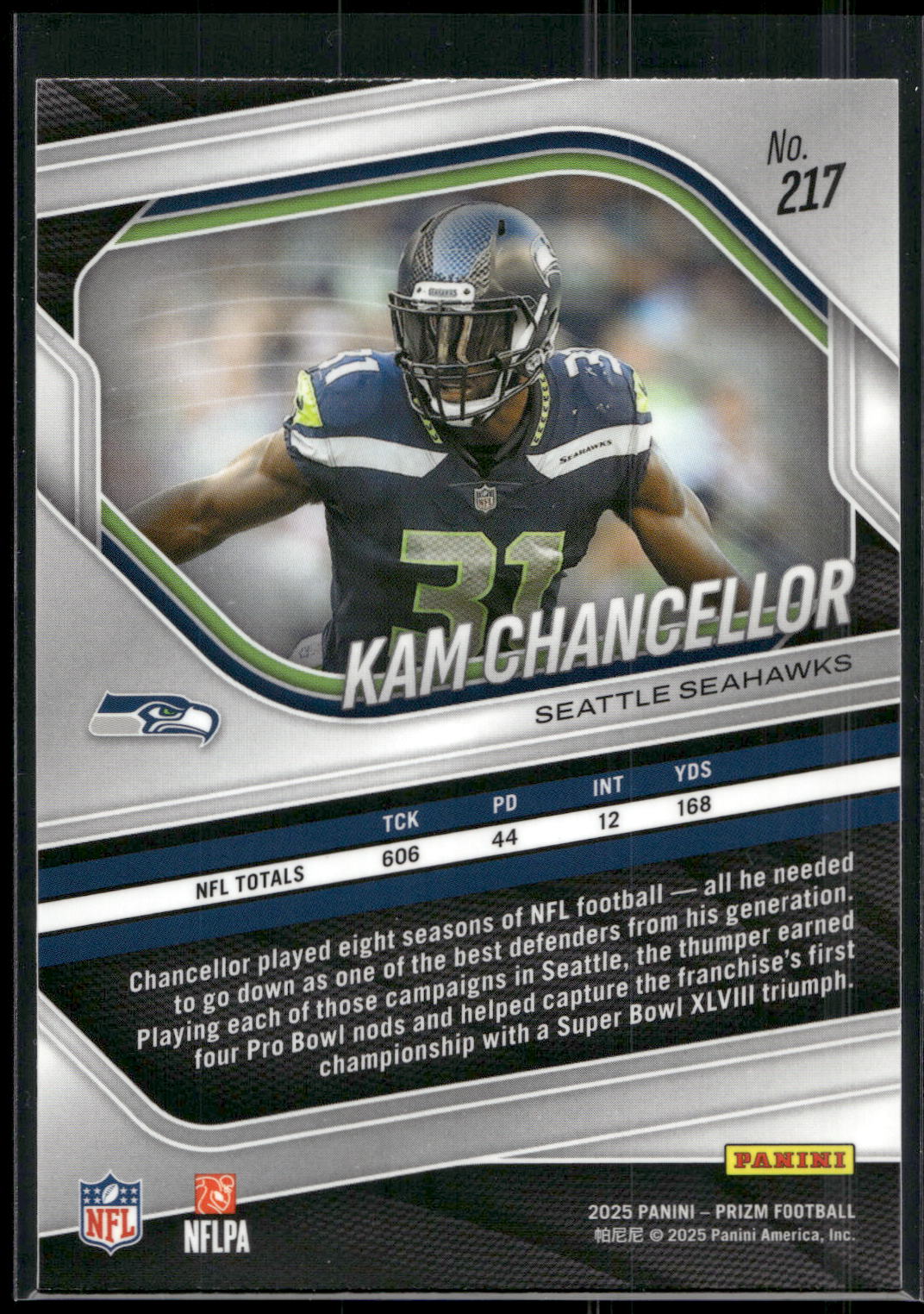 2025 Panini Prizm #217 Kam Chancellor