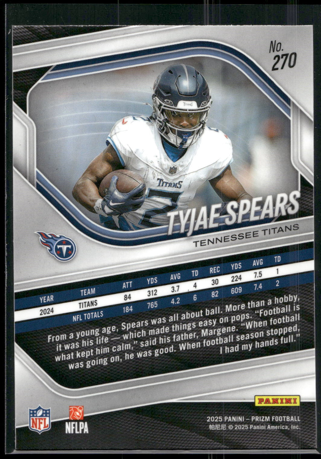2025 Panini Prizm #270 Tyjae Spears