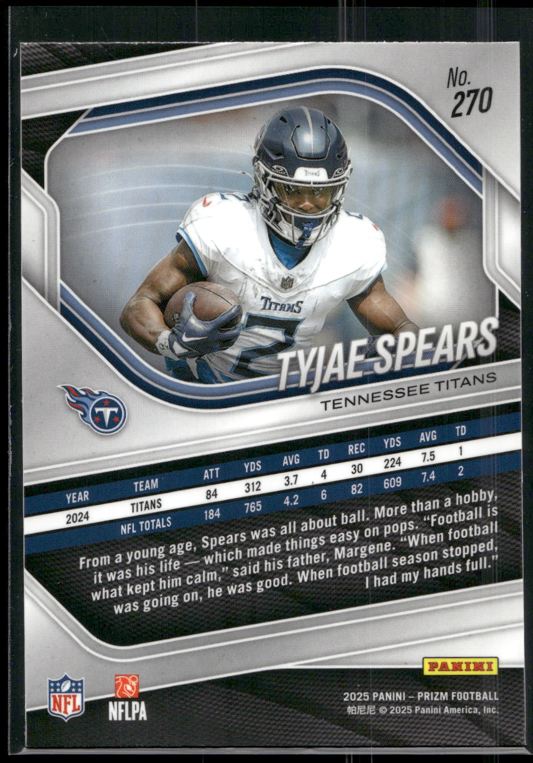 2025 Panini Prizm #270 Tyjae Spears