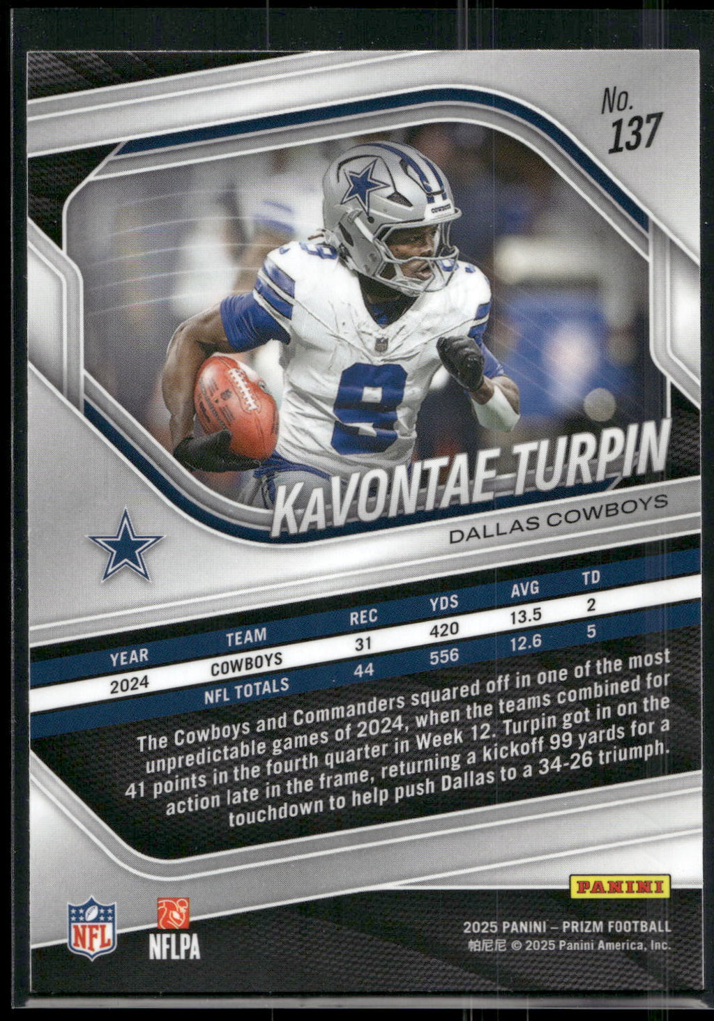2025 Panini Prizm #137 KaVontae Turpin