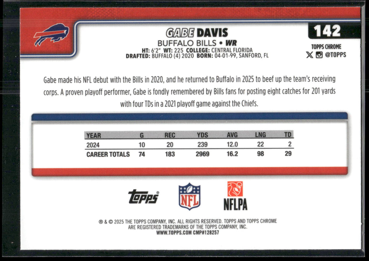 2025 Topps Chrome #142 Gabe Davis
