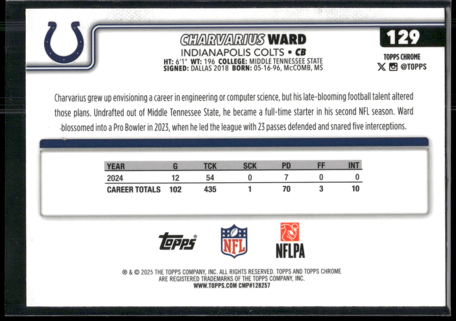 2025 Topps Chrome #129 Charvarius Ward