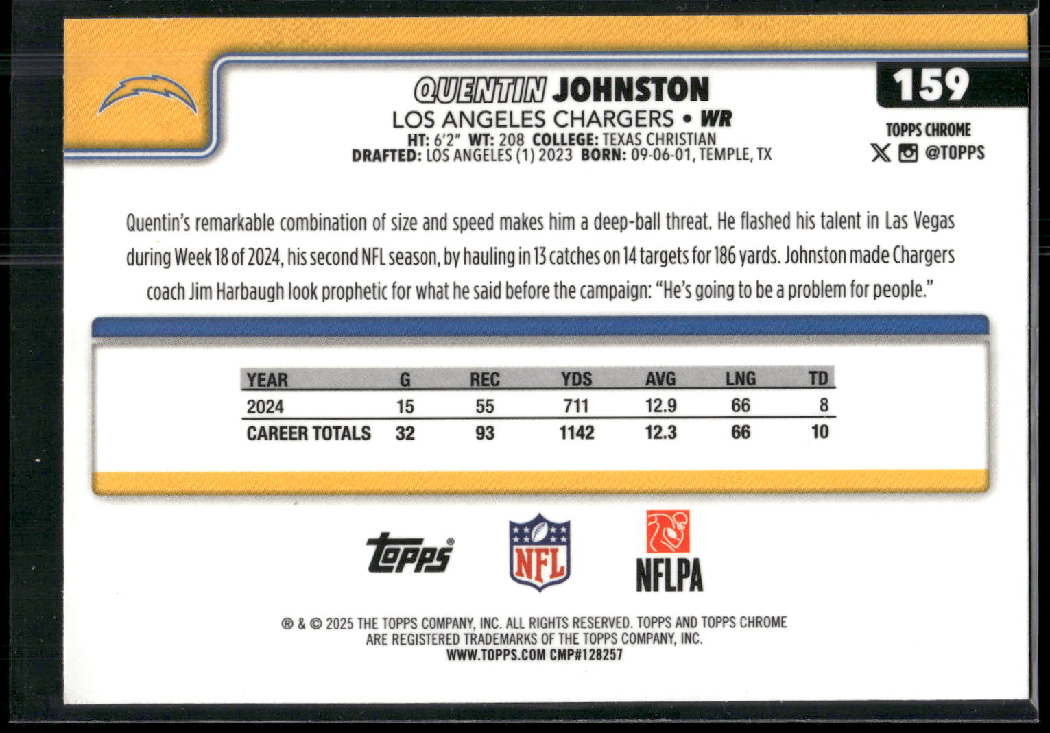 2025 Topps Chrome #159 Quentin Johnston