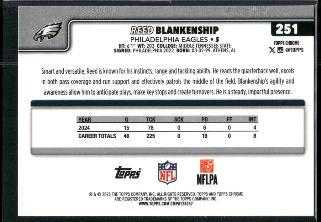 2025 Topps Chrome #251 Reed Blankenship Refractor