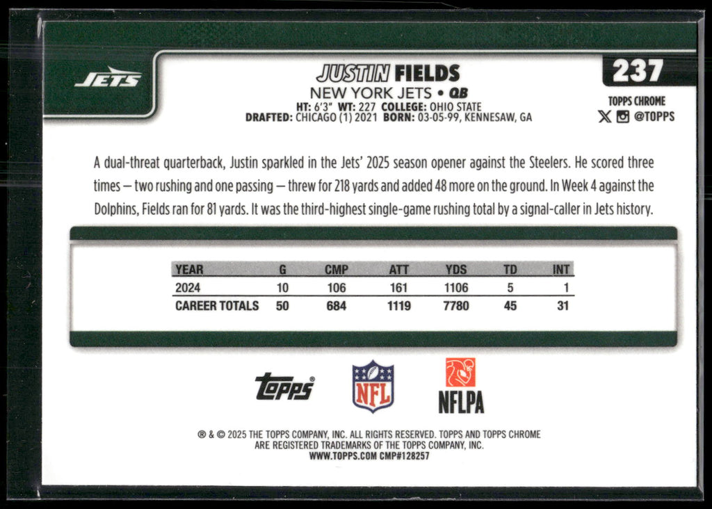 2025 Topps Chrome #237 Justin Fields